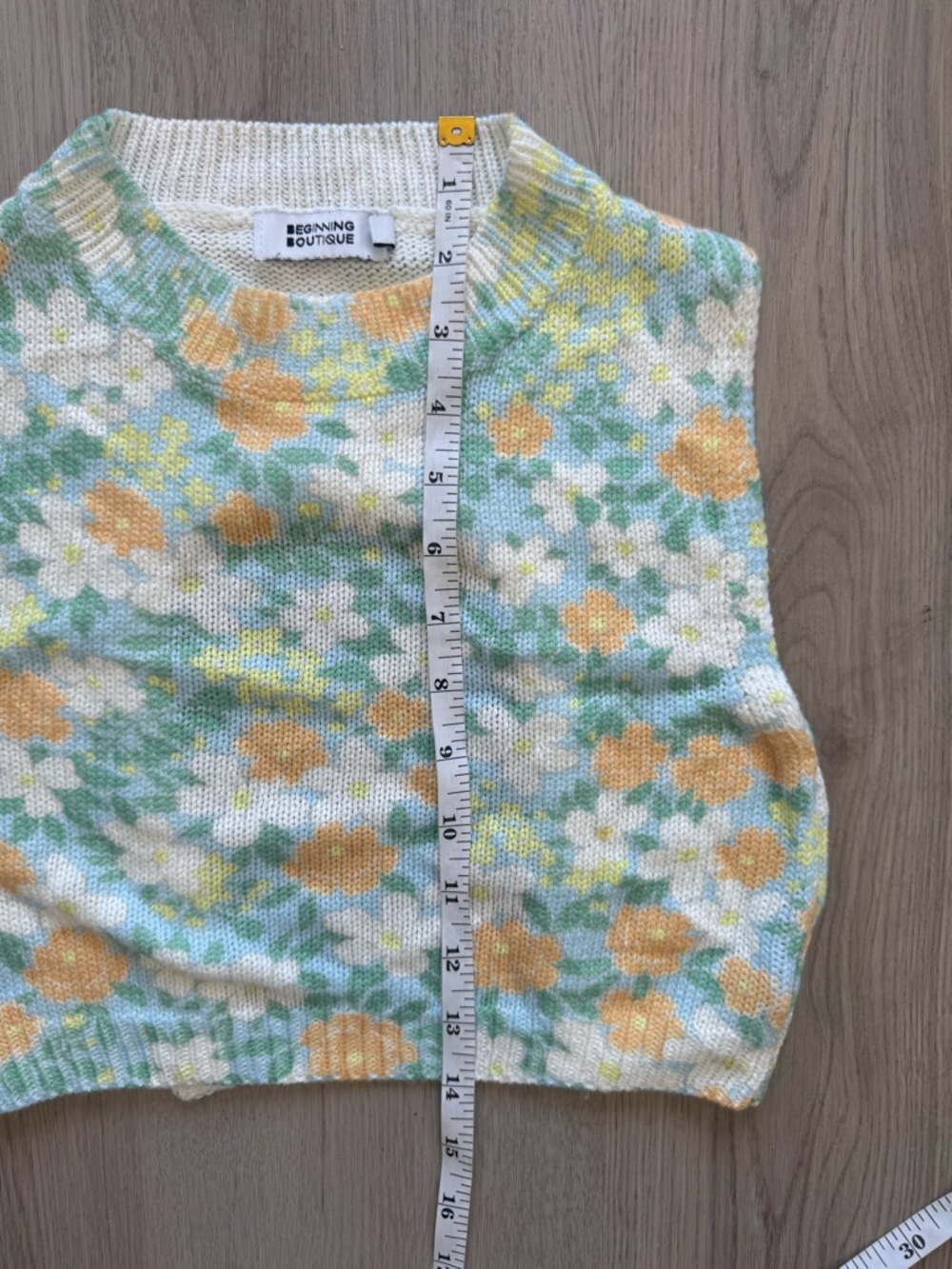 Beginning Boutique Mint Green Yellow Knit Sleeveless Sweater Wildflower US 2 - Picture 4 of 7
